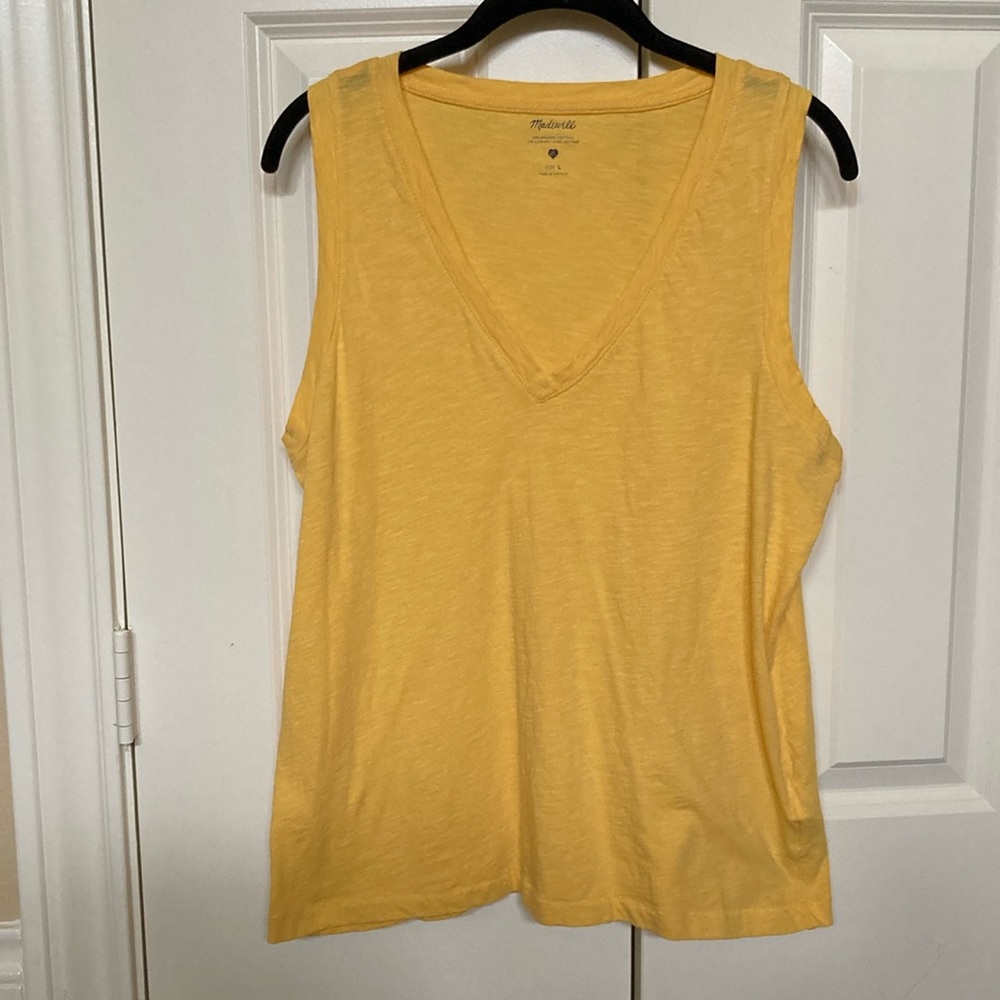 Madewell V Neck sleeveless top in bright yellow